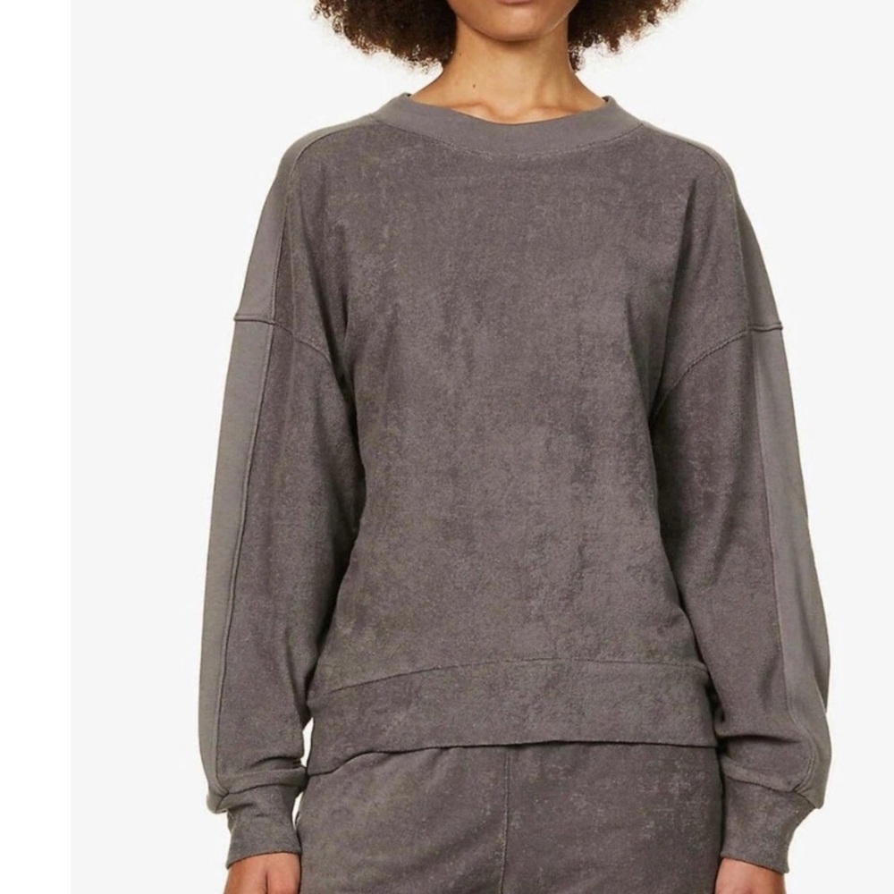 Varley Lyle Crewneck Top In Pavement Gray Small